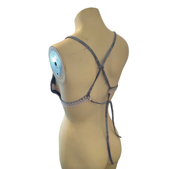 Blue and Pink Triangle String Bikini Top Xhileration Size XL Adjustable NWOT - Picture 2 of 7